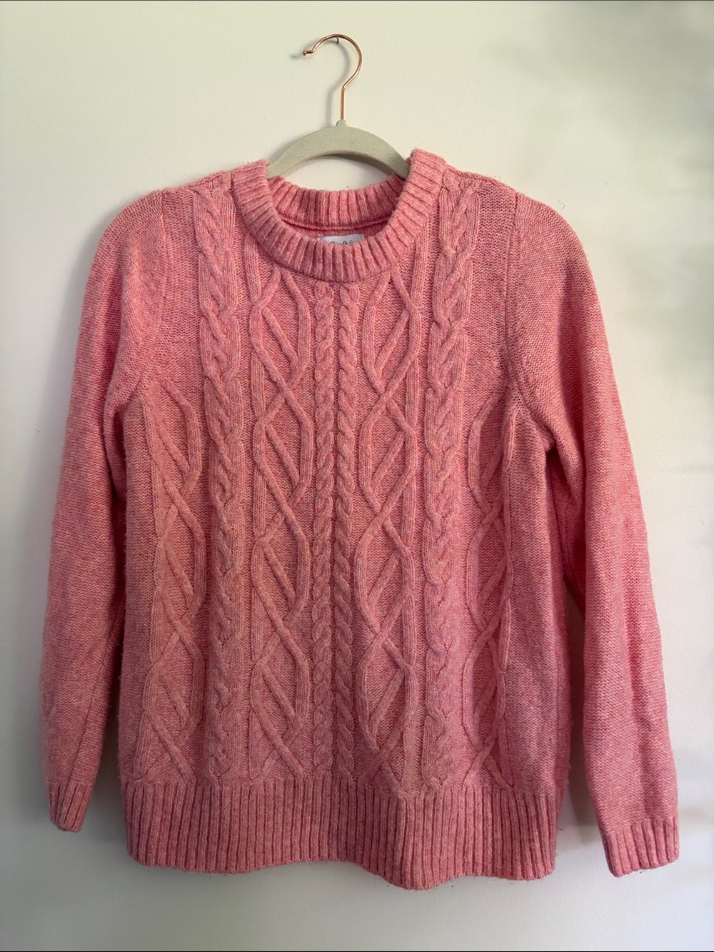 croft & barrow Pink Cable Knit Crew Neck Sweater